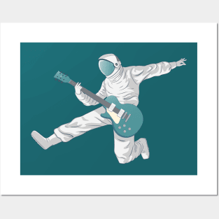 Astronaut Rocking Out with Guitar Posters and Art